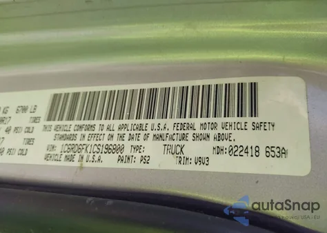2012 Ram 1500 St из США, поврежденный, VIN 1C6RD6FK1CS196800